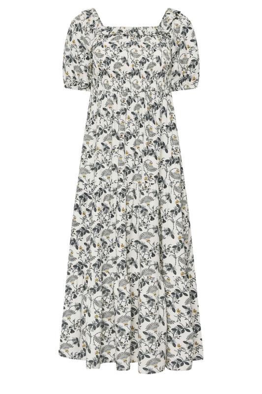 PixieGirl Petite Women's White Paisley Floral Tiered Bardot Dress | PixieGirl 5