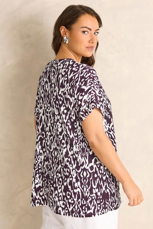 EVANS Plus Size Berry Red Ikat Print Button Front Blouse | Evans  4