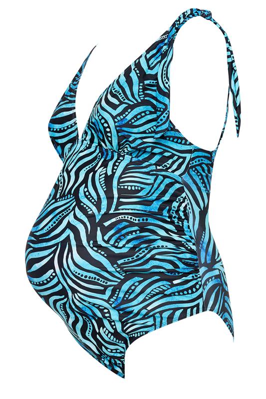 BUMP IT UP MATERNITY Plus Size Black Palm Leaf Tie Swimsuit | Yours Clothing 5