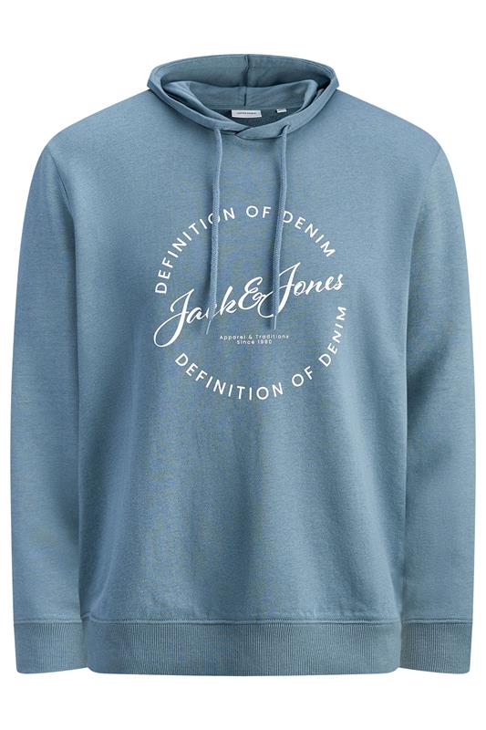 JACK & JONES Big & Tall Blue Mirage Logo Printed Hoodie | BadRhino 2
