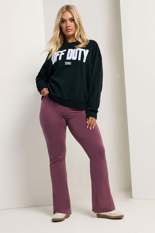 YOURS Plus Size Burgundy Red Flared Leggings | Yours Clothing 1
