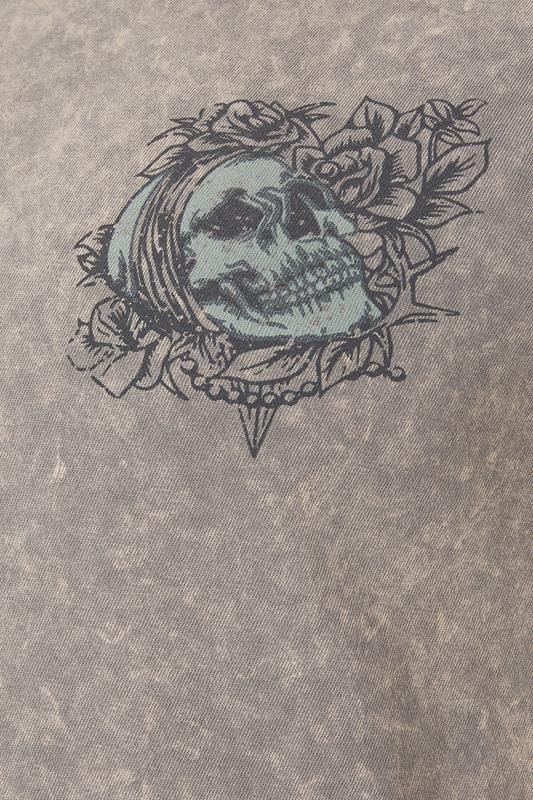 BadRhino Big & Tall Grey Acid Wash Skull Graphic T-Shirt | BadRhino 8