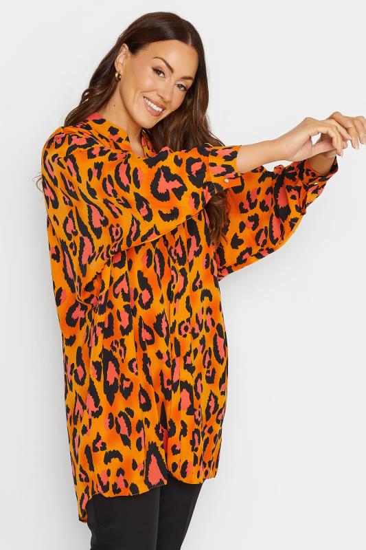 Women's  M&Co Orange Leopard Print Blouse