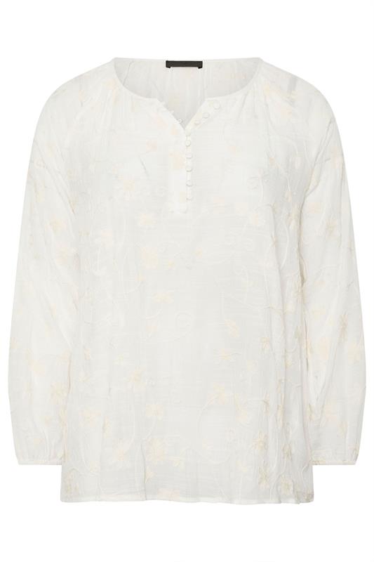 EVANS Plus Size Ivory White Floral Embroidered Blouse | M&Co 6