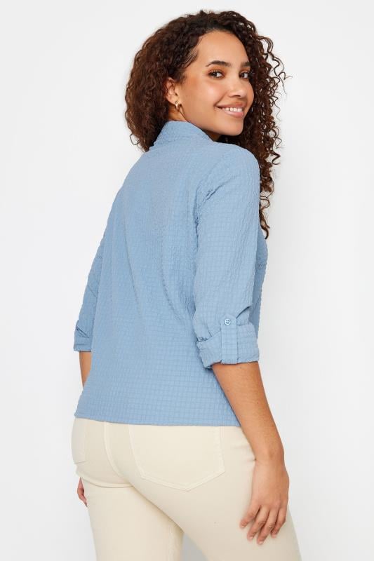 M&Co Blue Textured Tab Sleeve Shirt | M&Co 3