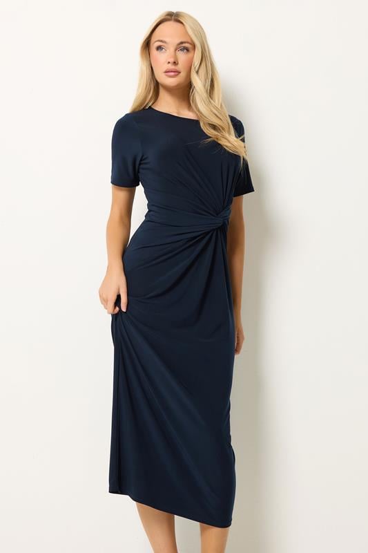  M&Co Navy Blue Twist Front Maxi Dress