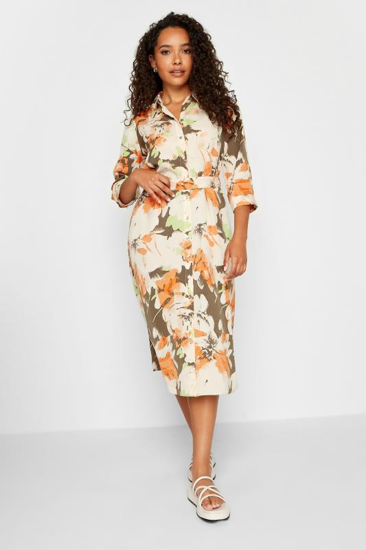 M&Co Brown Floral Print Button Through Shirt Dress | M&Co 2