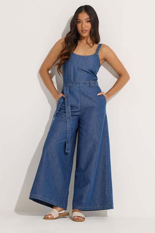 PixieGirl Petite Blue Denim Wide Leg Jumpsuit