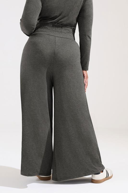 BUMP IT UP MATERNITY Plus Size Charcoal Grey Extra Wide Leg Trousers | Yours Clothing 2