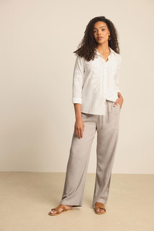  M&Co White Embroidered Cotton Shirt