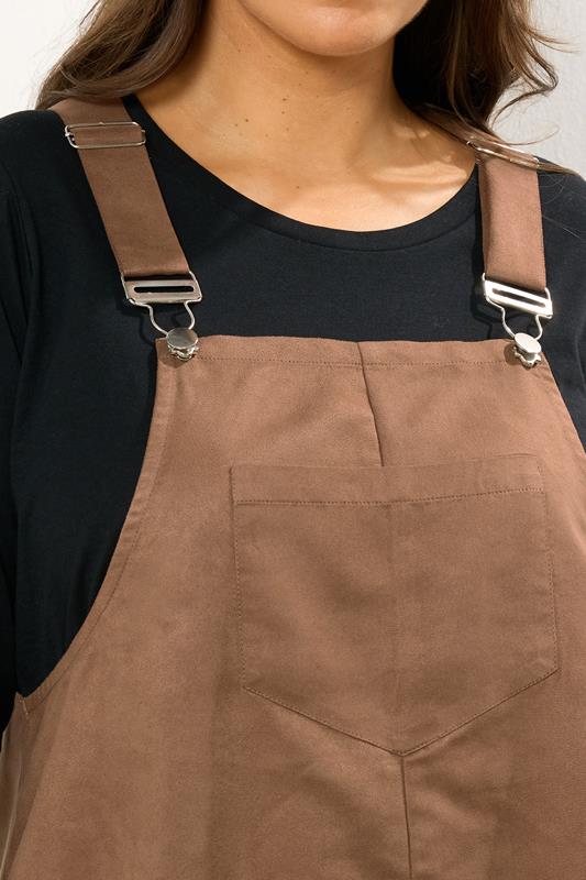 YOURS Plus Size Brown Faux Suede Pinafore Dress | Yours Clothing 5