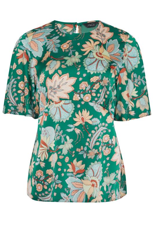 M&Co Dark Green Floral Tie Back Blouse | M&Co 6