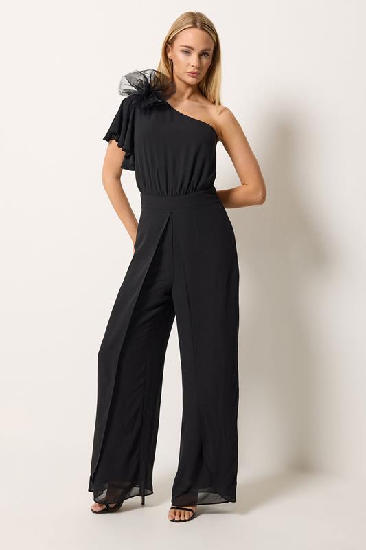 STAR Black Wide Leg Corsage Jumpsuit | StarByJM 1