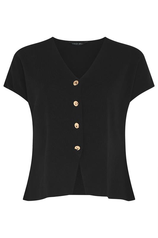 LIMITED COLLECTION Plus Size Black Short Sleeve Knitted Top | Yours Clothing 5