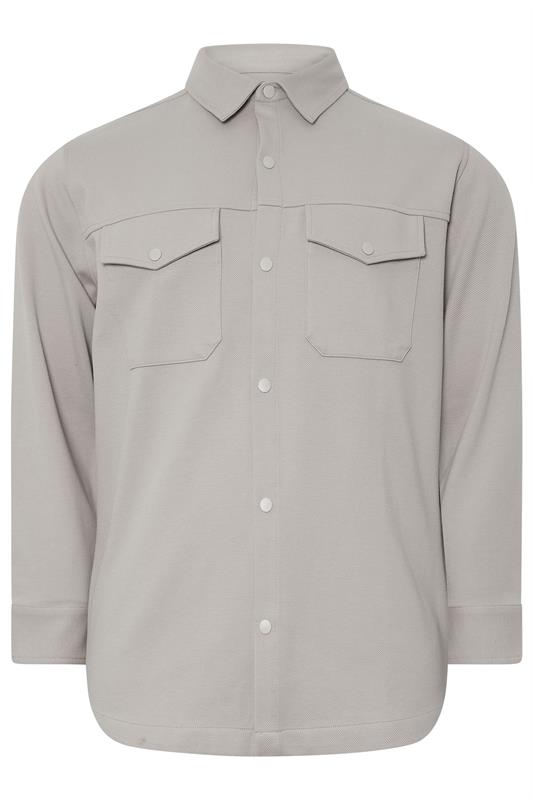 BadRhino Big & Tall Stone Grey Textured Jersey Shacket | BadRhino 6