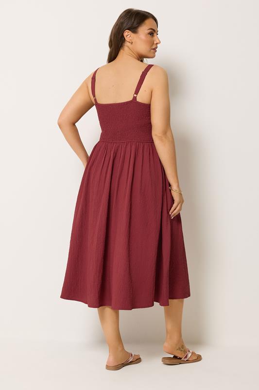 YOURS Plus Size Red Shirred Sundress | Yours Clothing 2