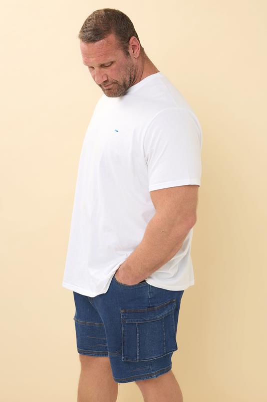BadRhino Big & Tall Blue Elasticated Cargo Denim Shorts 4