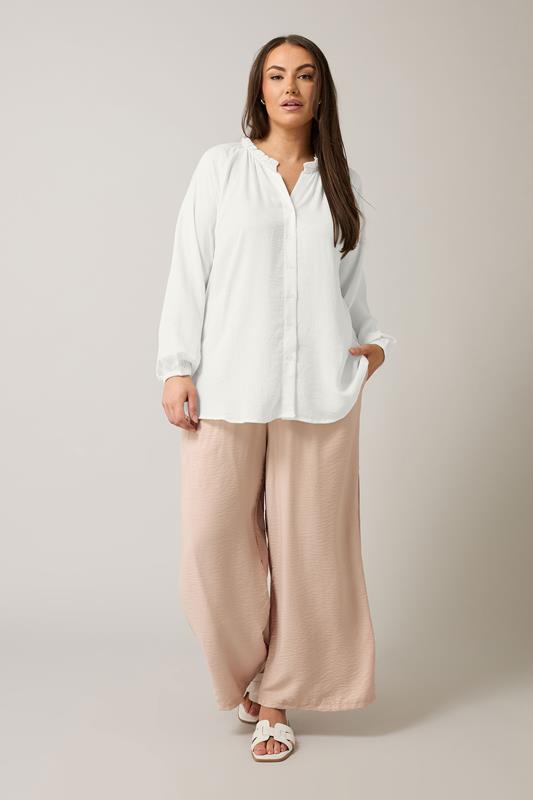 EVANS Plus Size White Frill Neck Blouse | Evans  2