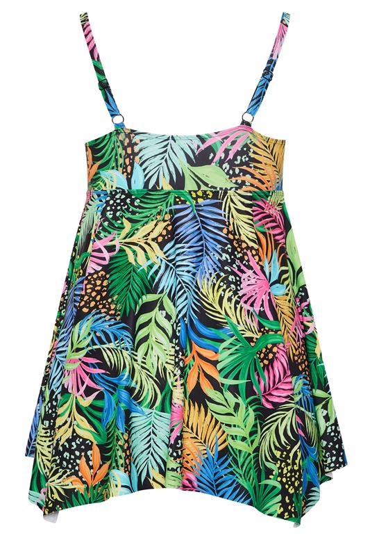 YOURS Plus Size Black Tropical Print Hanky Hemline Swimdress | Yours Clothing 6