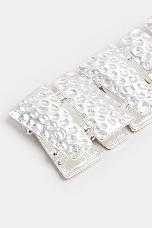 Silver Tone Textured Stretch Bracelet | Yours Clothing 2