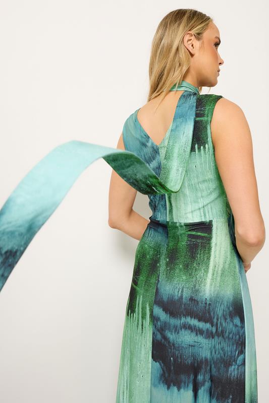 LTS Tall Women's  Teal Green Abstract Scarf Detail Maxi Dress | Long Tall Sally 4