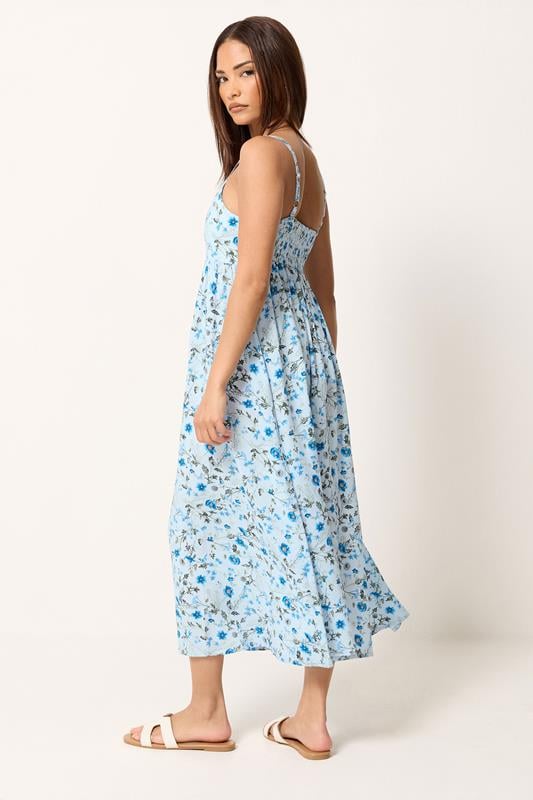 PixieGirl Petite Baby Blue Ditsy Floral Midi Dress | PixieGirl 2