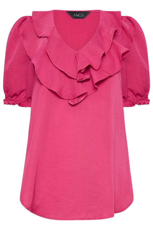 M&Co Hot Pink Frill Front Blouse | M&Co 6