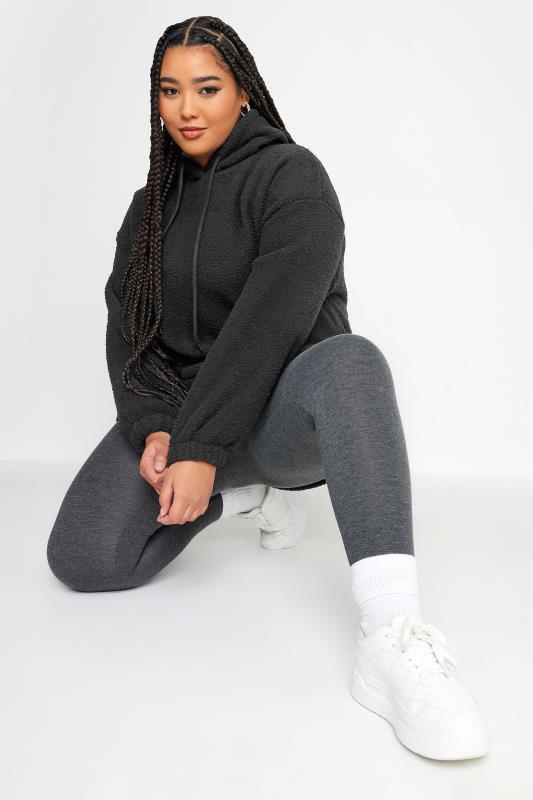 YOURS Plus Size Black Teddy Fleece Hoodie | Yours Clothing 4