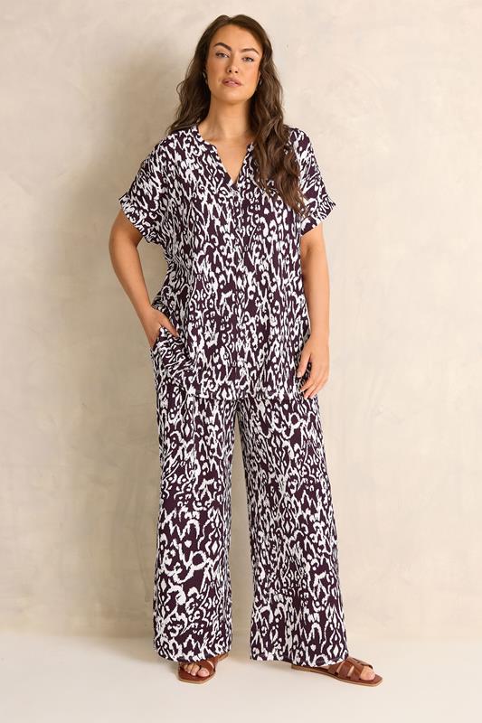 EVANS Plus Size Berry Red Ikat Print Button Front Blouse | Evans  1