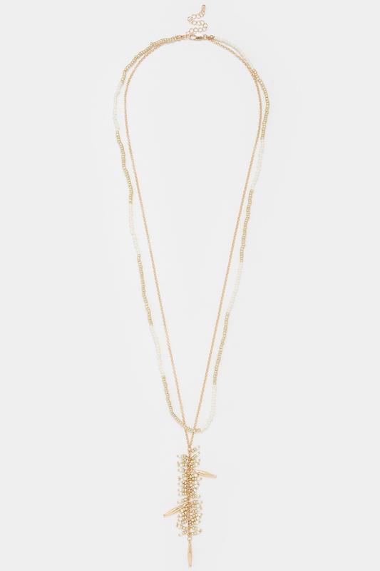 Gold Tone Beaded Longline Necklace