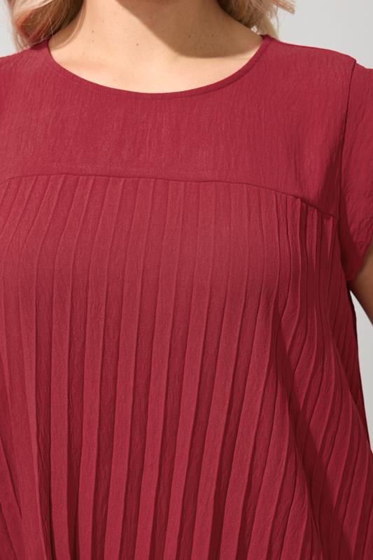 YOURS LONDON Plus Size Red Pleated Top | Yours Clothing 4