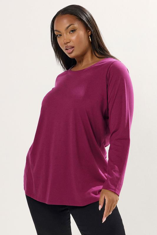 YOURS Plus Size 3 PACK Dark Pink Core T-Shirt Essentials Set | Yours Clothing 5