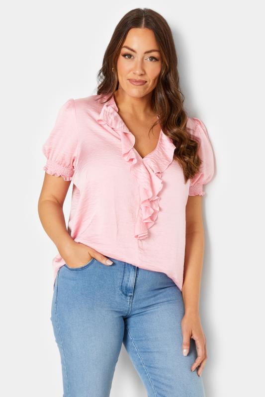 M&Co Pink Frill Satin Blouse | M&Co 1