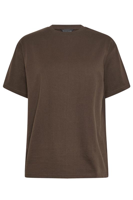 PixieGirl Petite Women's 2 PACK Chocolate Brown & Navy Blue Cotton Oversized T-Shirts | PixieGirl 9