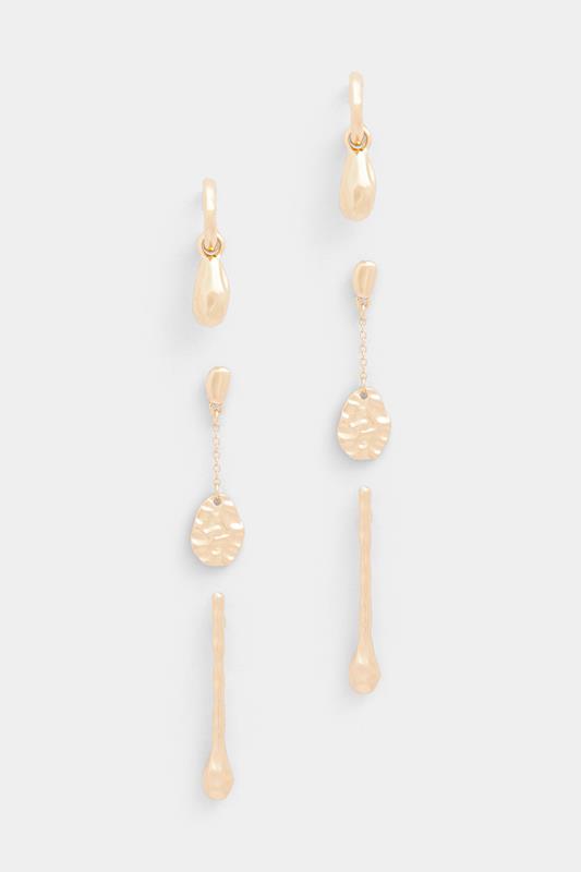  YOURSET 3 PACK Gold Tone Textured Earrings
