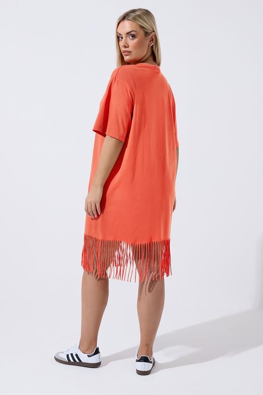 LIMITED COLLECTION Plus Size Orange Tassel Beach Dress | Yours Clothing 2