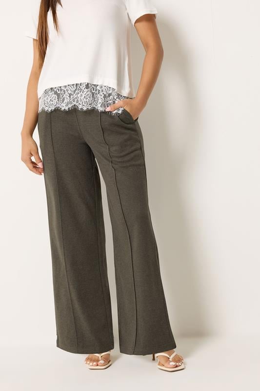M&Co Petite Chocolate Brown Wide Leg Pintuck Trousers | M&Co 1