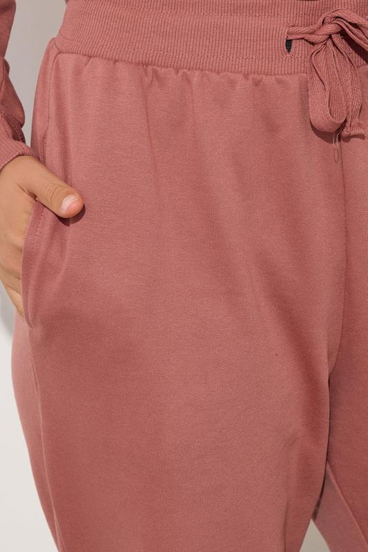 LTS Tall Coral Pink Jersey Drawcord Cuffed Joggers | Long Tall Sally 4
