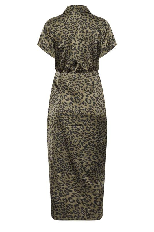 STAR Khaki Green Leopard Satin Maxi Dress | StarByJM 6