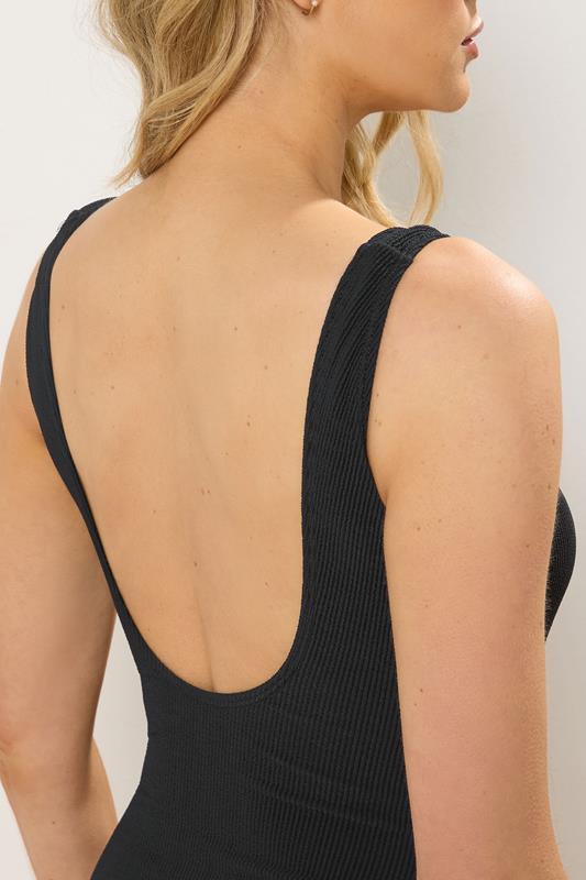 LTS Tall Black Scoop Neck Textured Swimsuit | Long Tall Sally  5