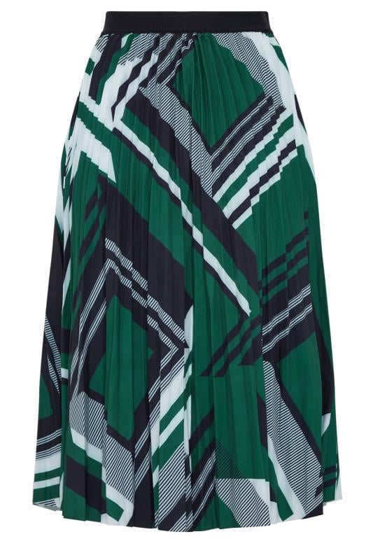 M&Co Green Geometric Print Pleated Midi Skirt | M&Co 5
