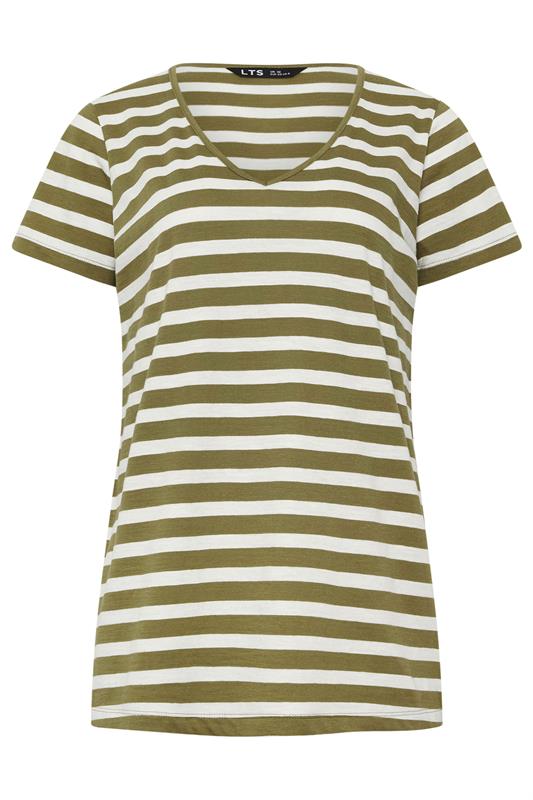 LTS Tall 2 PACK Coral Orange & Khaki Green Stripe Cotton T-Shirts | Long Tall Sally 8