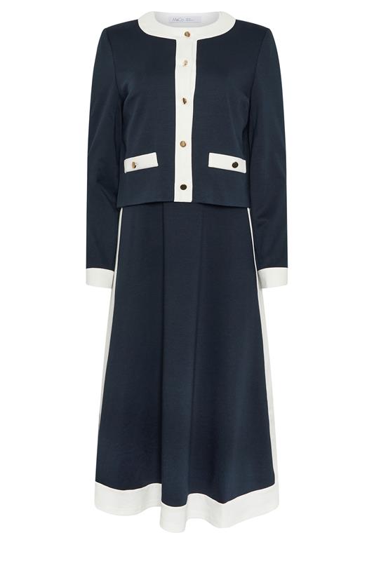 M&Co Navy Blue Colourblock Dress And Jacket Set | M&Co 6