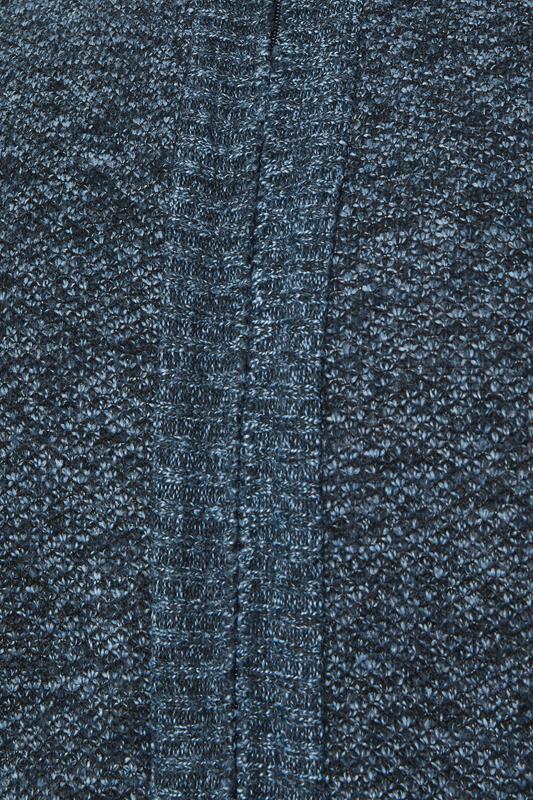 D555 Big & Tall Blue Marl Zip Through Knitted Jumper | BadRhino 7