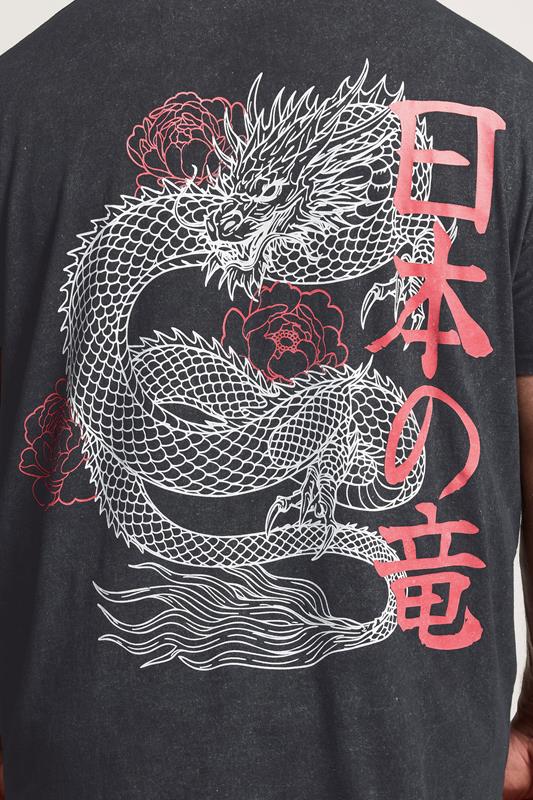BadRhino Big & Tall Black Dragon Graphic Acid Wash T-Shirt | BadRhino 4