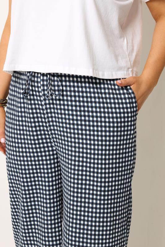 YOURS Plus Size Navy Blue Gingham Culottes | Yours Clothing 4