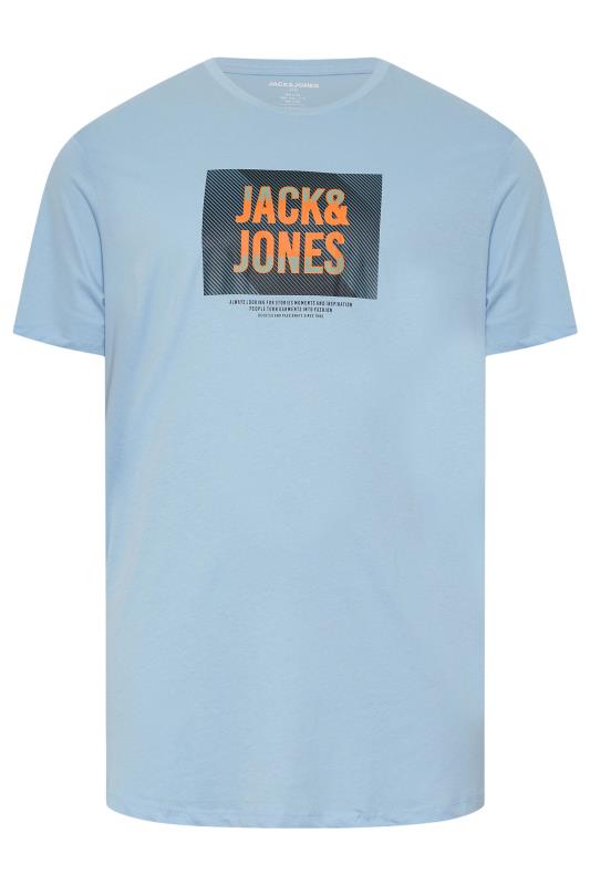 JACK & JONES Big & Tall 3 PACK Blue Branded Logo Print T-Shirts | BadRhino 4