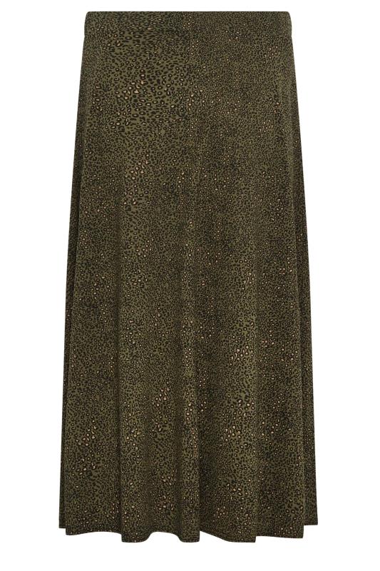 M&Co Khaki Green Animal Print Print Jersey Midi Skirt | M&Co 5