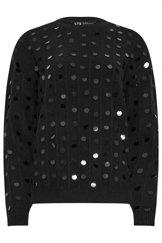 LTS Tall Black Disco Sequin Jumper | Long Tall Sally 5