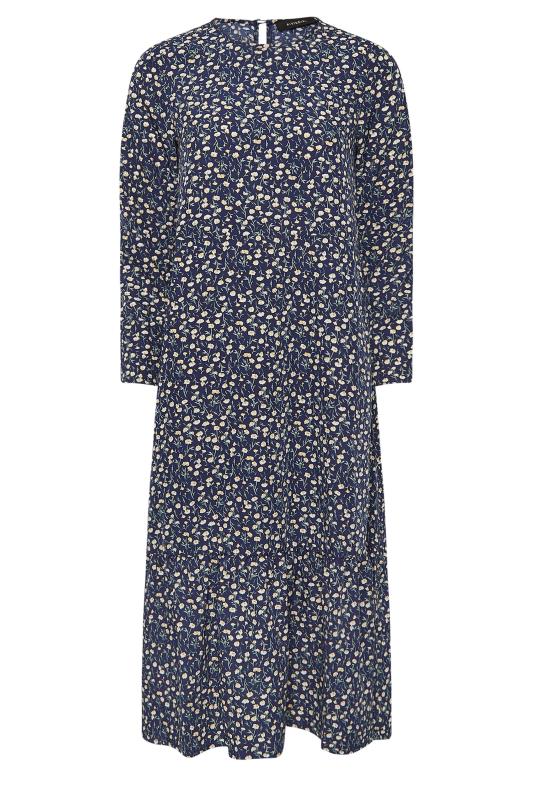 PixieGirl Petite Women's Navy Blue Floral Tiered Maxi Dress | PixieGirl 6